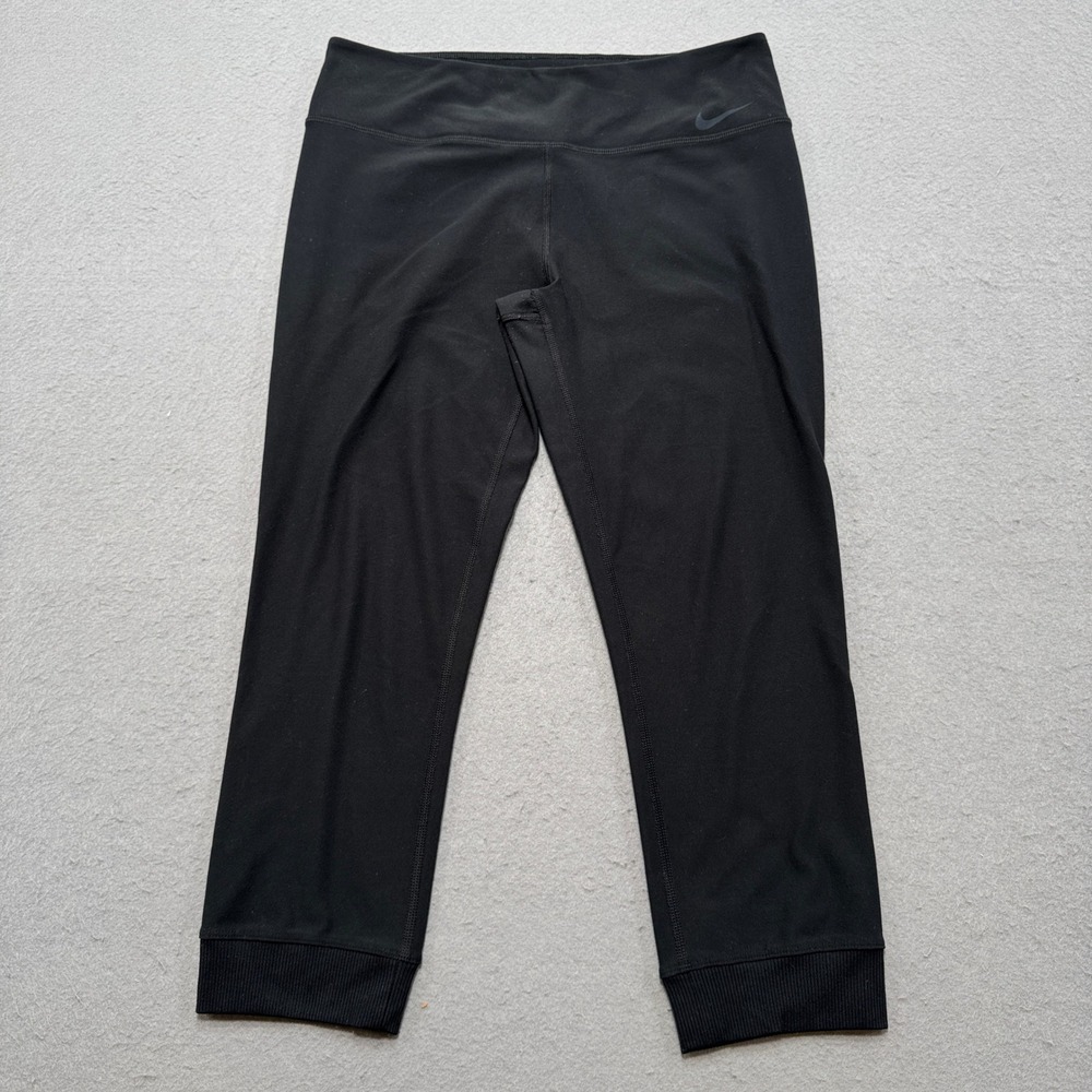 Nike Leggings Women's Large Black Dri-FIT Cropped Athletic Yoga Workout Training